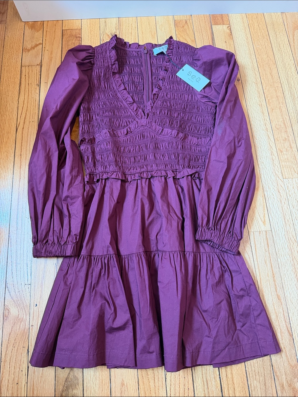 SEA Smocked Long-Sleeve Dress NWT